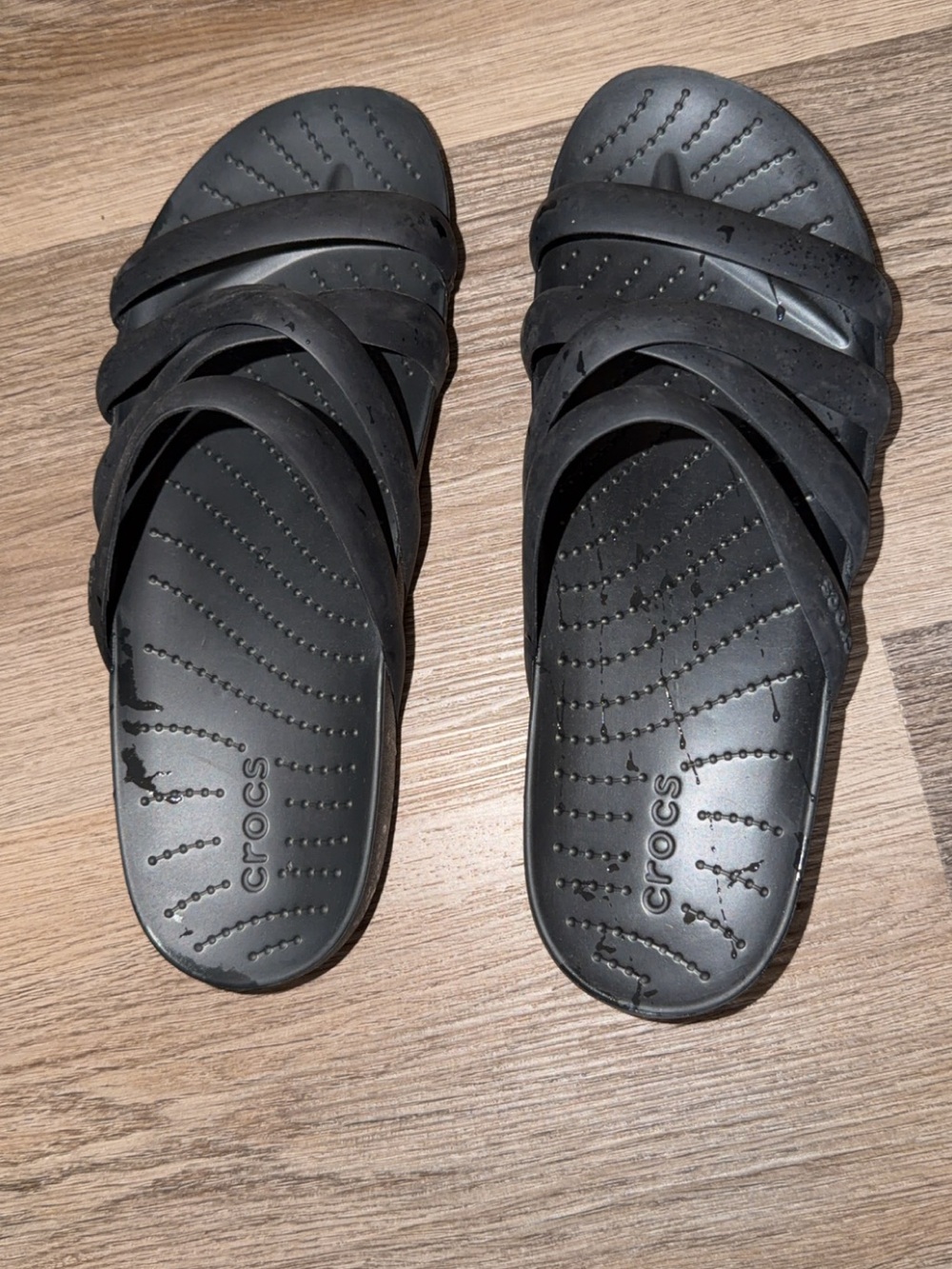 CROCS Black Strappy Slide Sandals